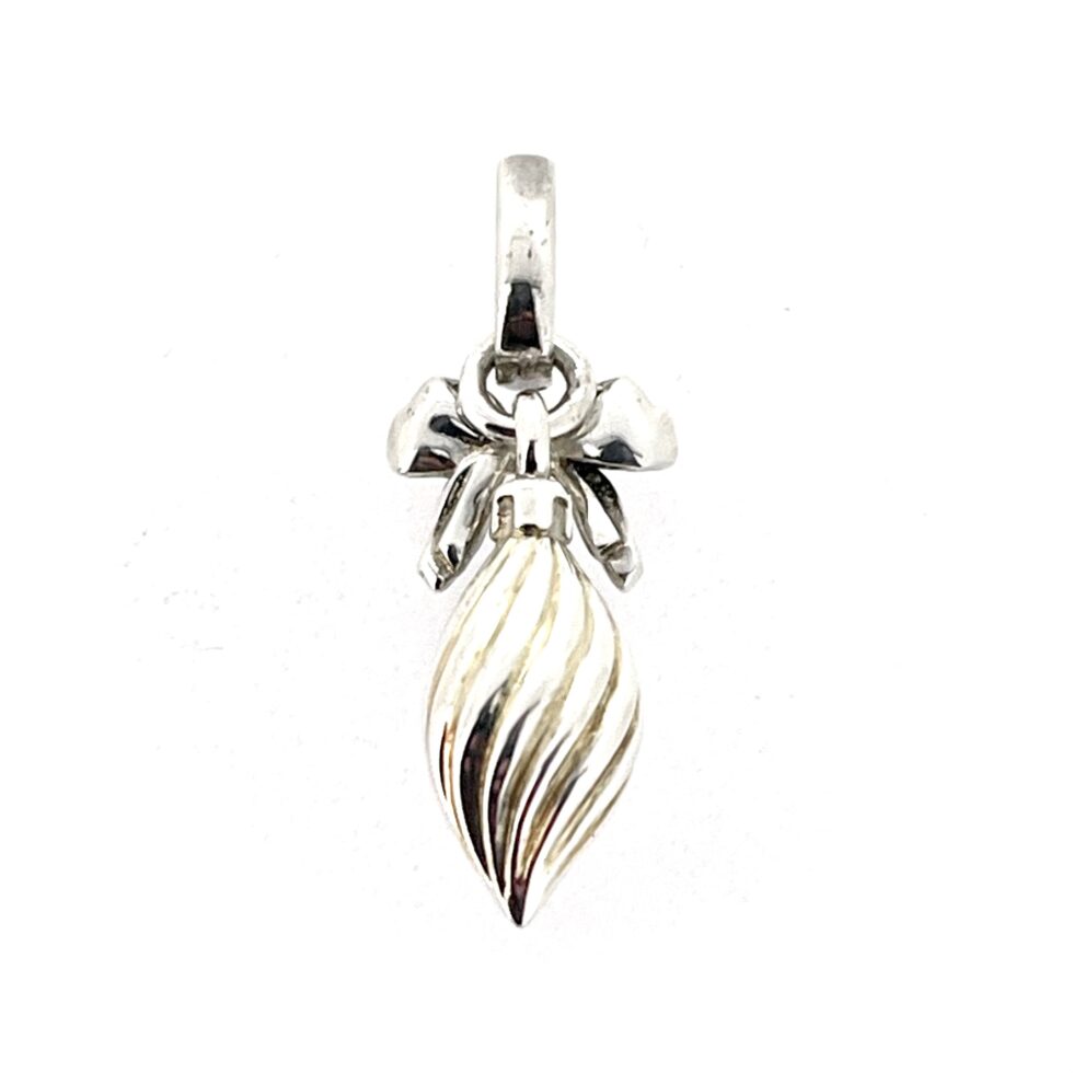 Back view of Festive Bauble Charm showing silver bow.