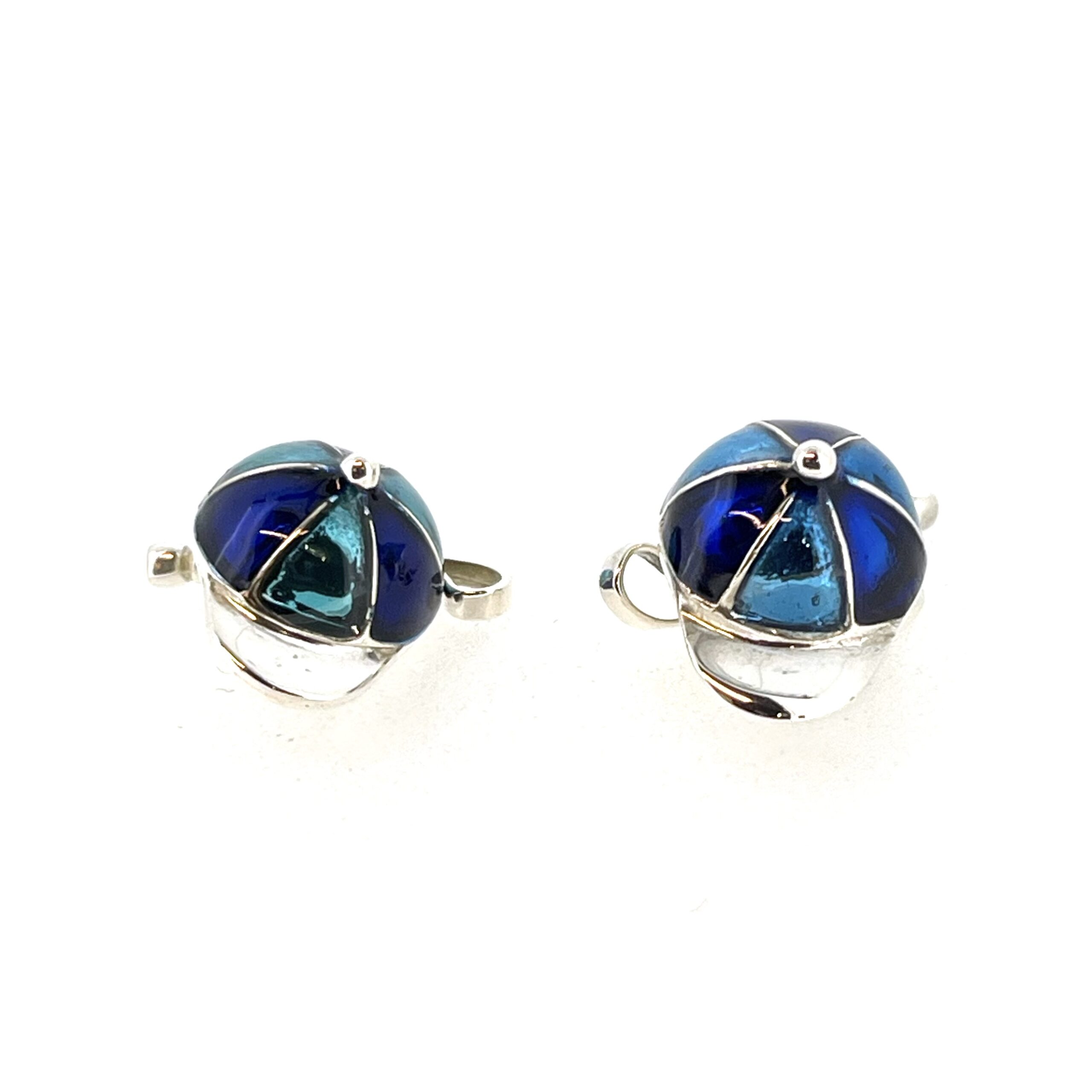 Vintage Links of London jockey cap and whip enamel cufflinks front view