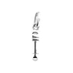 Silver lipstick charm angled on white background