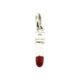 Red enamel lipstick charm photographed on white background