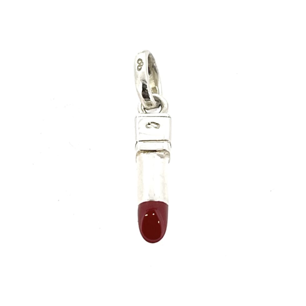 New Old Stock Links of London lipstick charm sterling silver red enamel