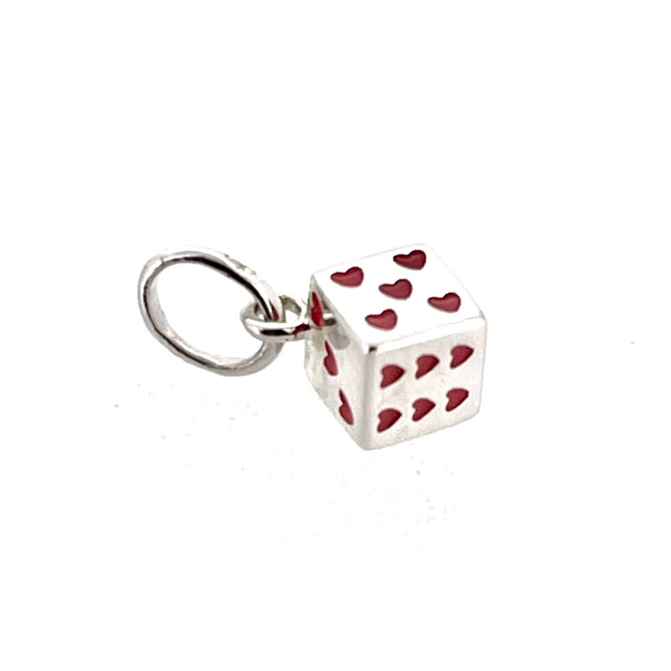 Front view of vintage Links dice charm