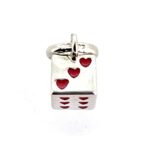 Red enamel heart dots on vintage dice charm