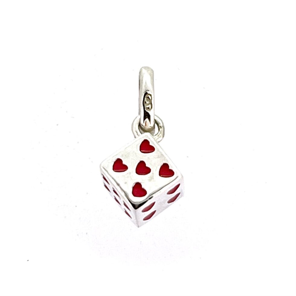 Links of London six-sided cube charm with enamel inlay