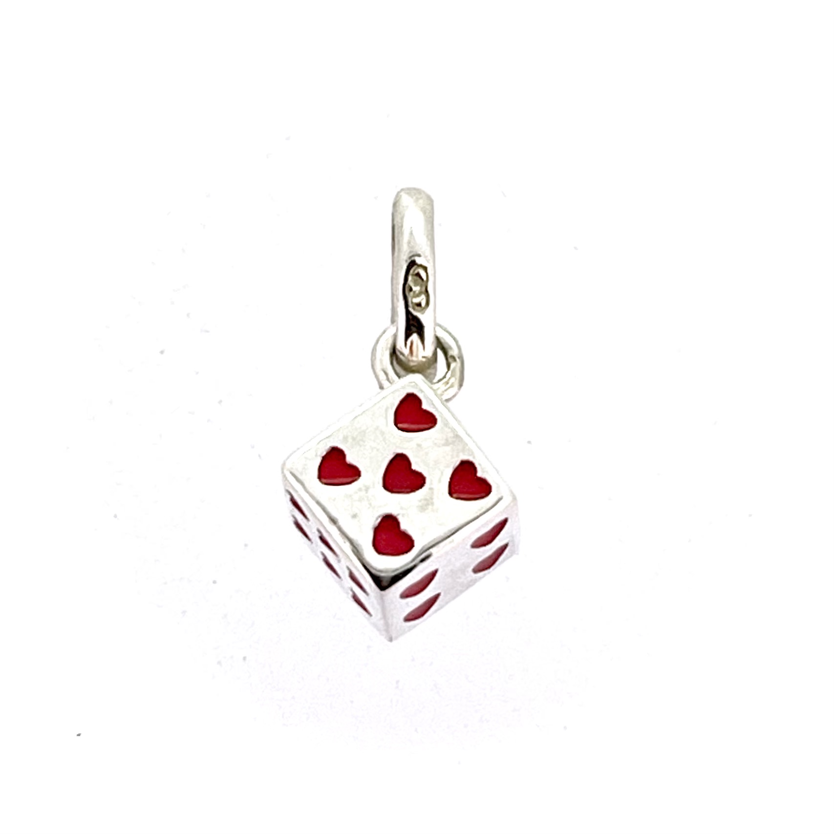 Links of London six-sided cube charm with enamel inlay