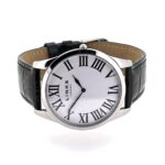White Roman numeral dial with black feuille hands