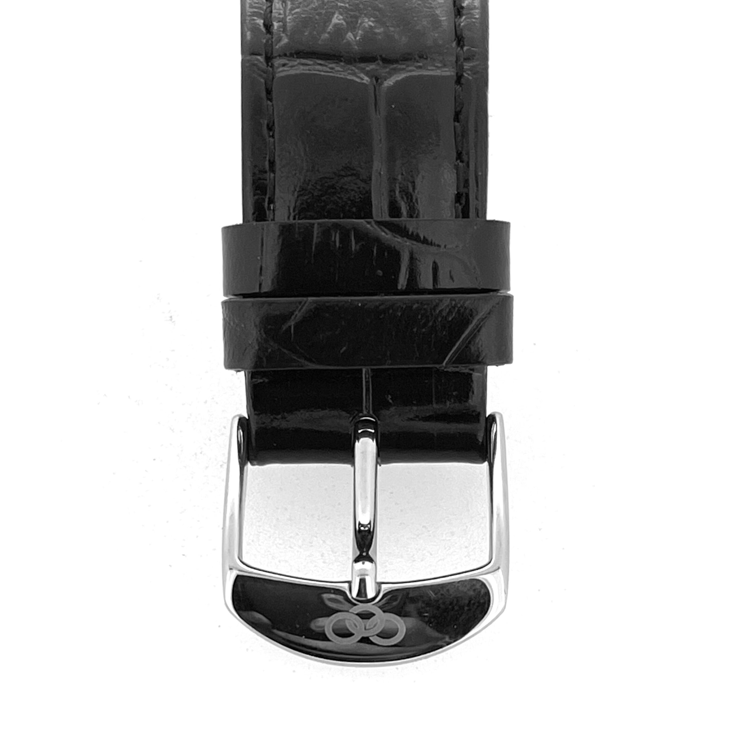 Black croc-embossed leather strap 20 mm wide