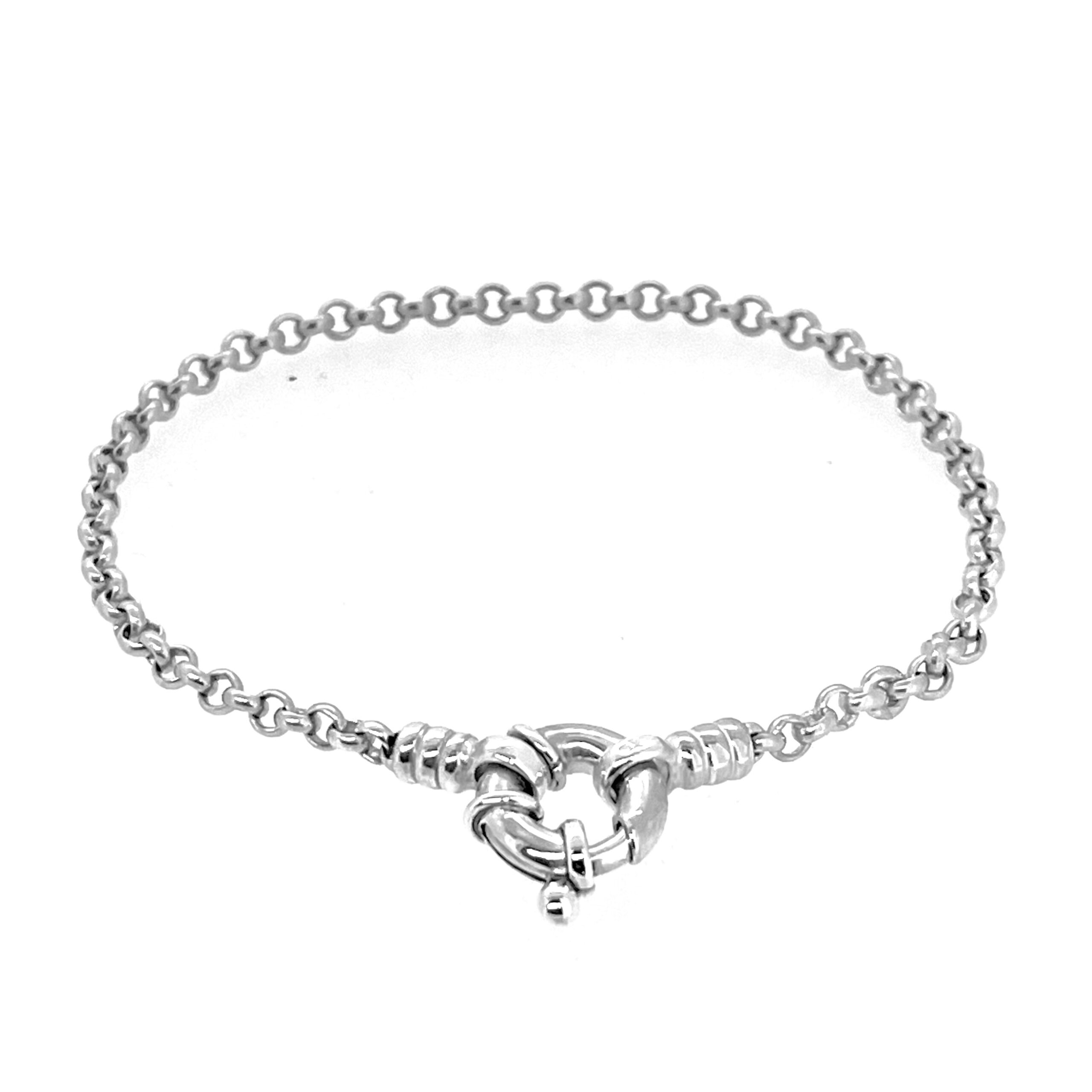 Polished 3 mm round link chain detail on vintage Links of London bracelet