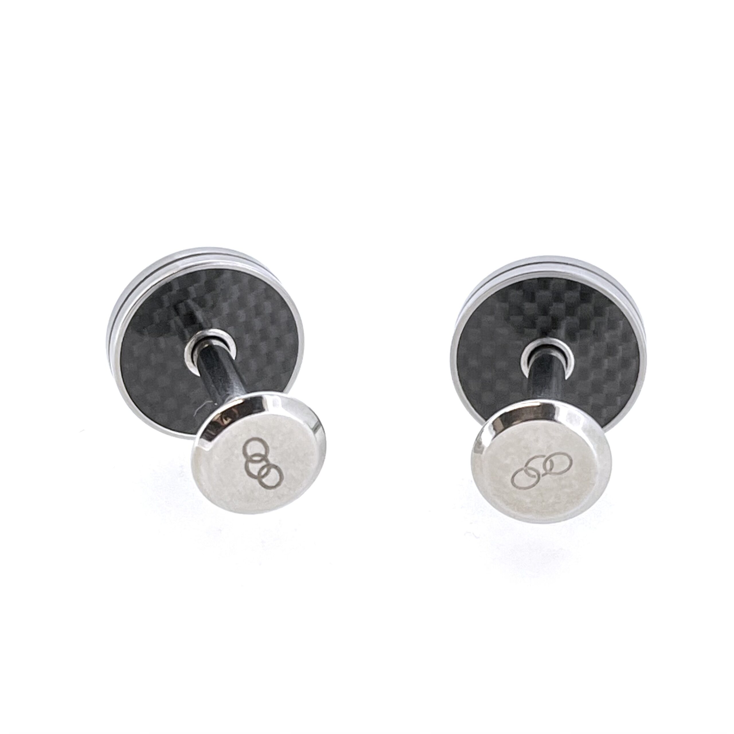 Polished Links of London carbon-fibre cufflink end