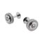 Stainless-steel and carbon-fibre double-ended cufflinks on white background