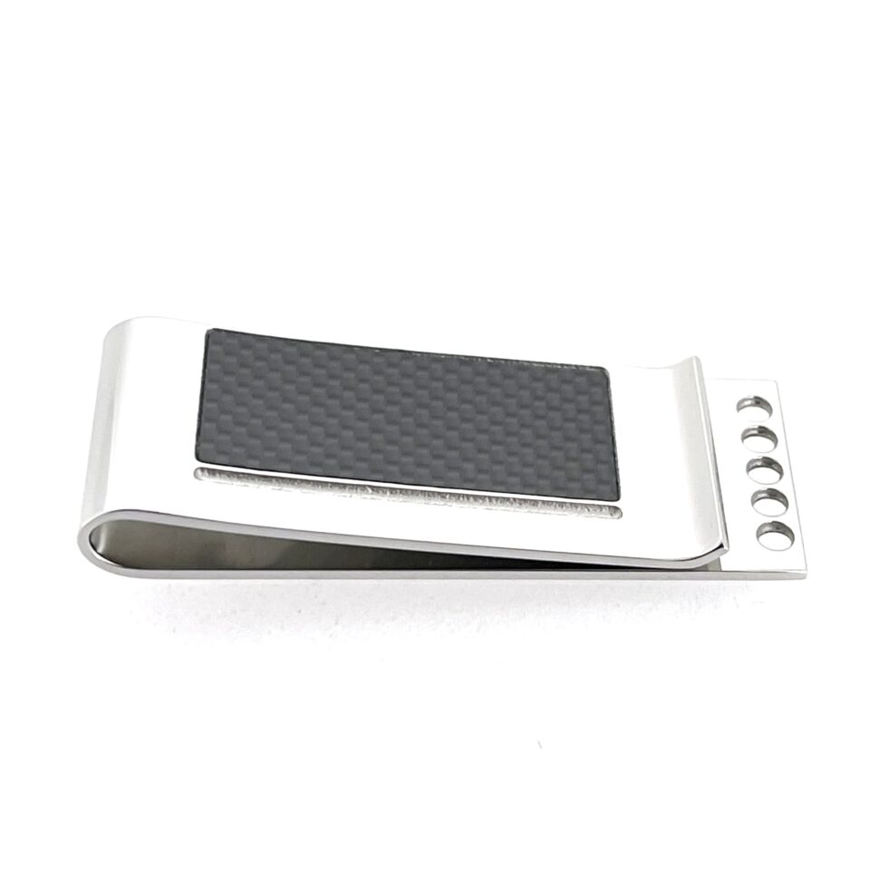 McLaren Sport by Links of London money clip showing carbon fibre detail
