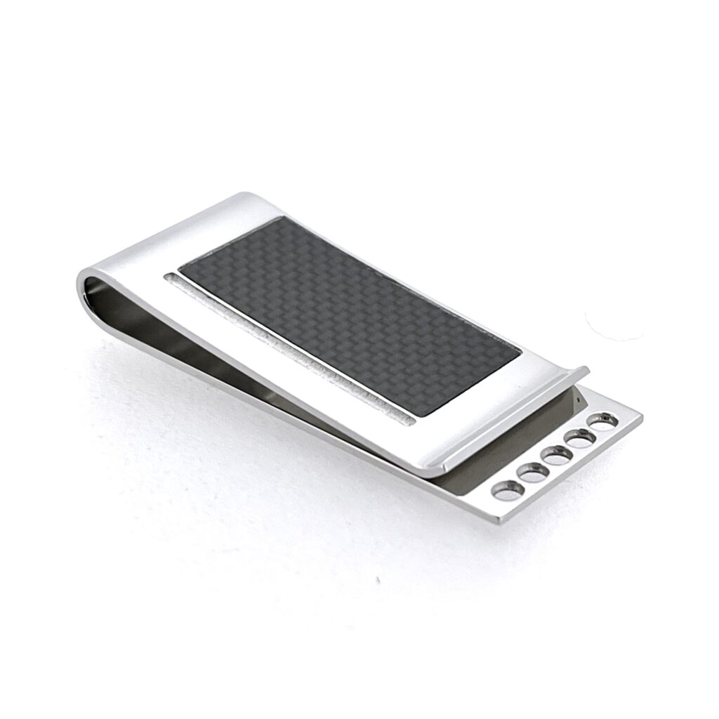 Links of London McLaren Sport stainless steel money clip with carbon fibre inlay