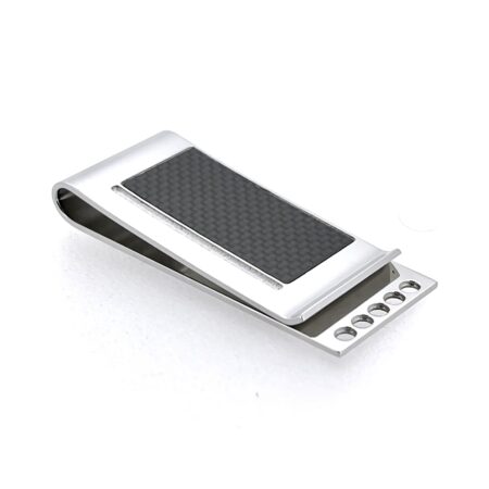 Links of London McLaren Sport stainless steel money clip with carbon fibre inlay