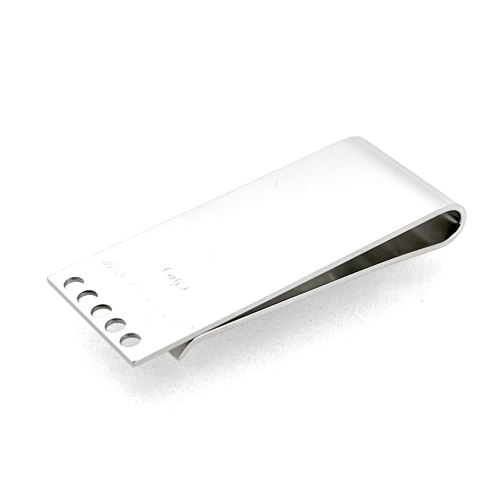 Compact stainless steel McLaren money clip inspired by Formula 1 engineering