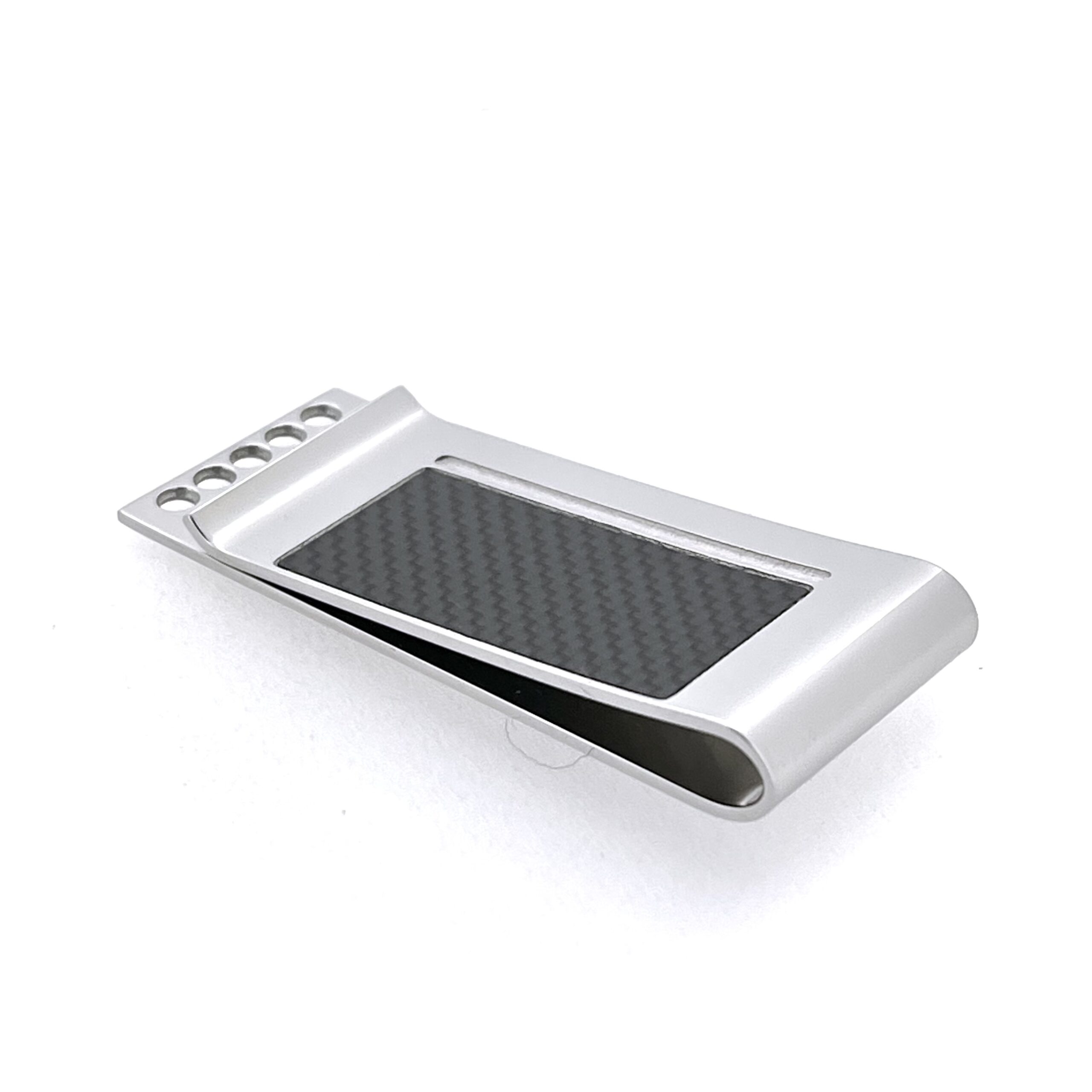 Side view of McLaren Sport money clip showing folded spring design