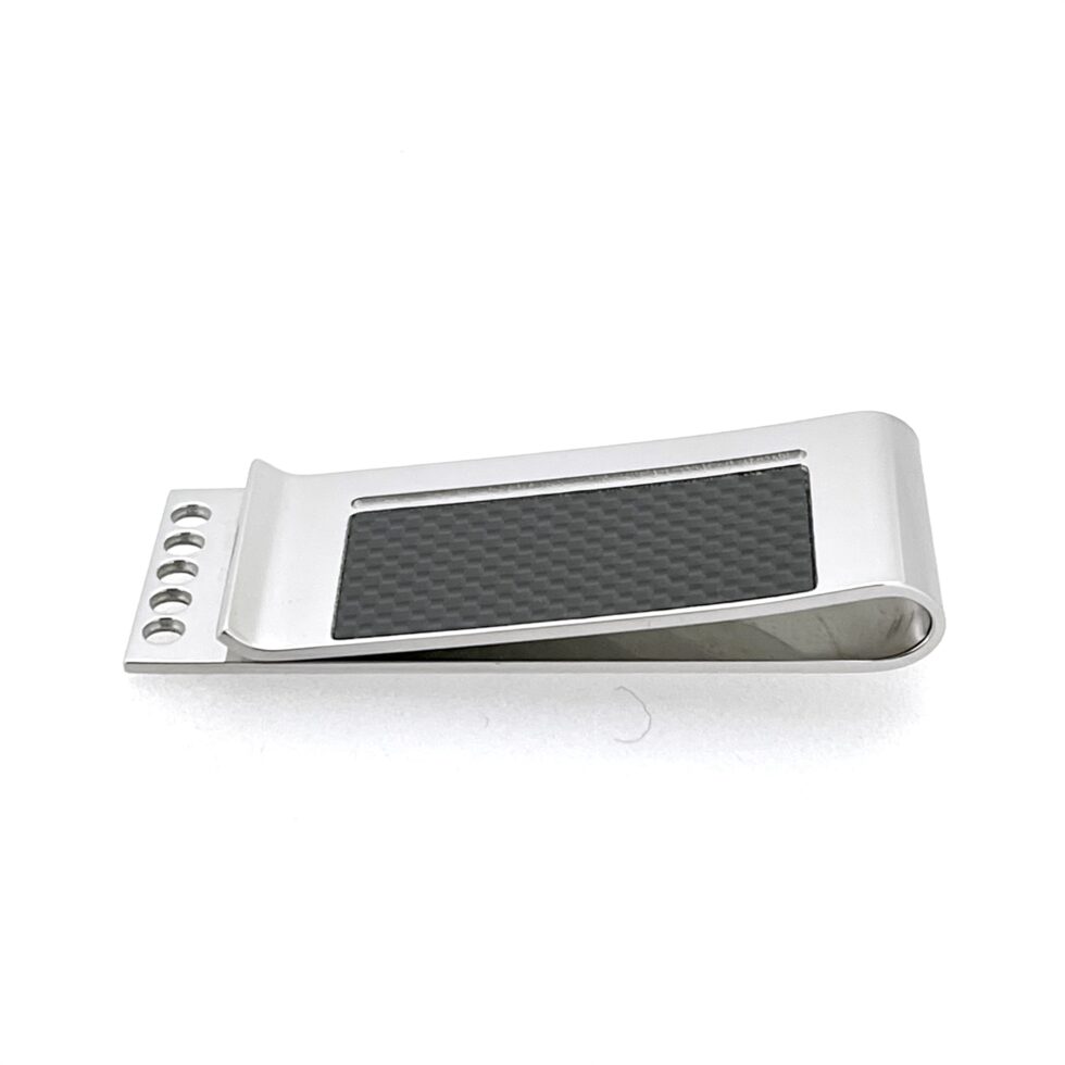 Close-up of carbon fibre inlay on McLaren Sport money clip