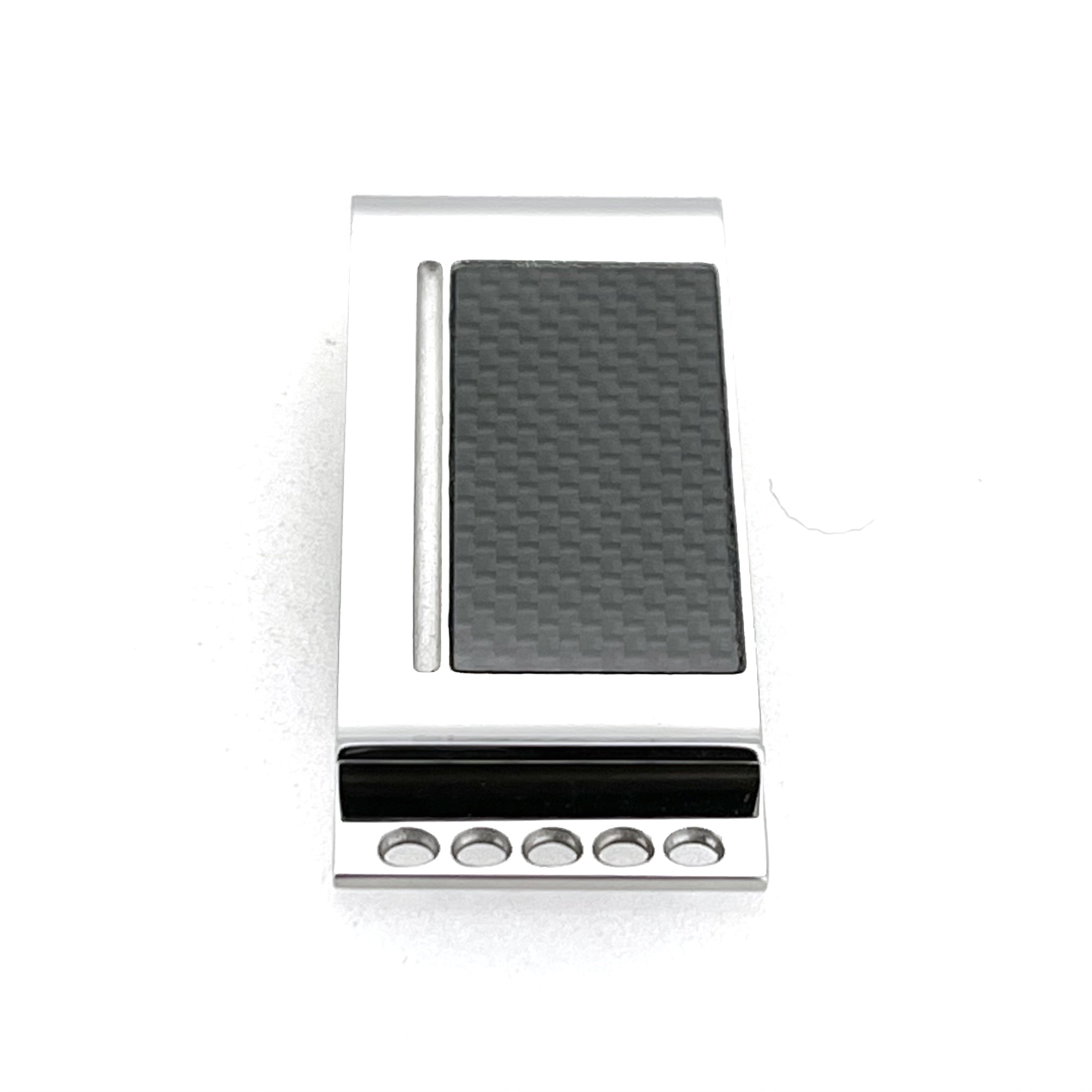 Links of London x McLaren Sport money clip with five drilled holes at base
