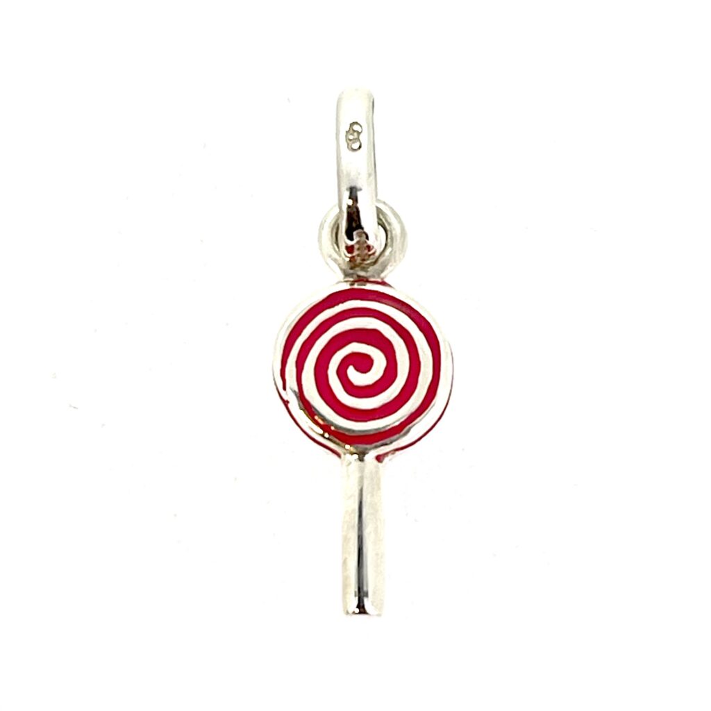 Sterling silver lollipop charm with polished finish