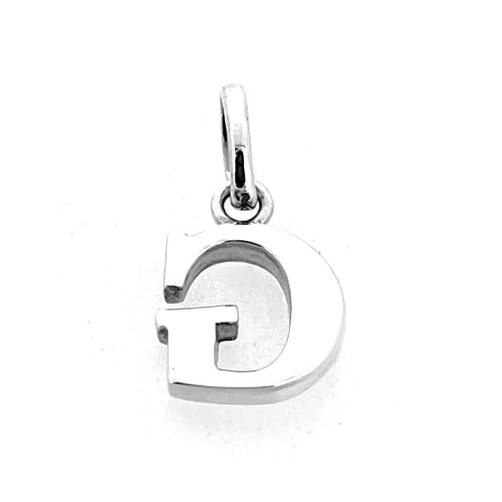 Restored sterling silver G charm with split ring for Sweetie bracelet compatibility.