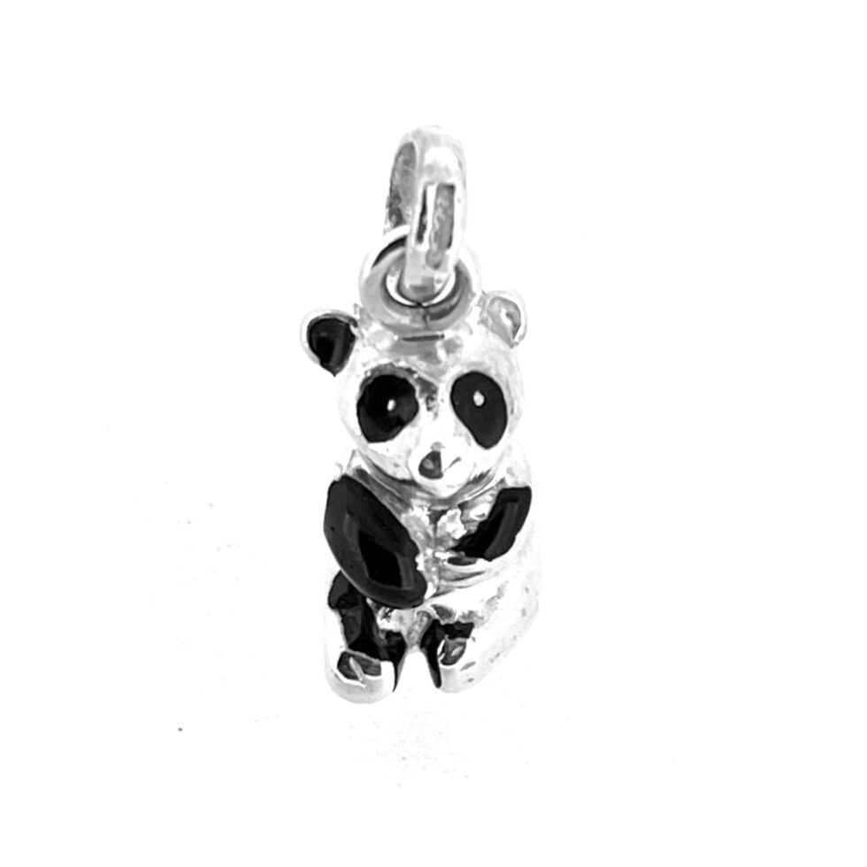 Sitting panda bear charm with black detailing