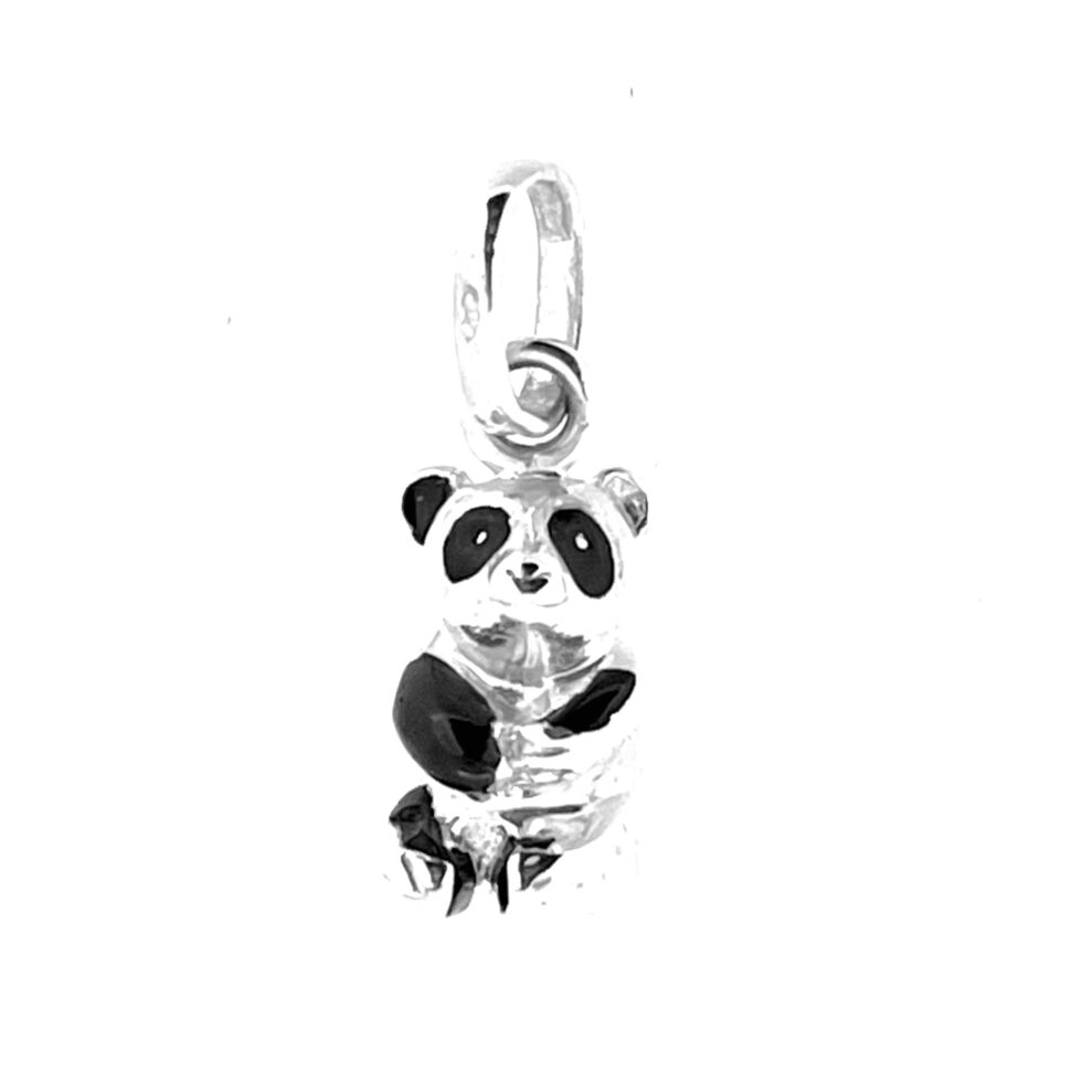 Vintage Links of London panda charm in sterling silver and black enamel