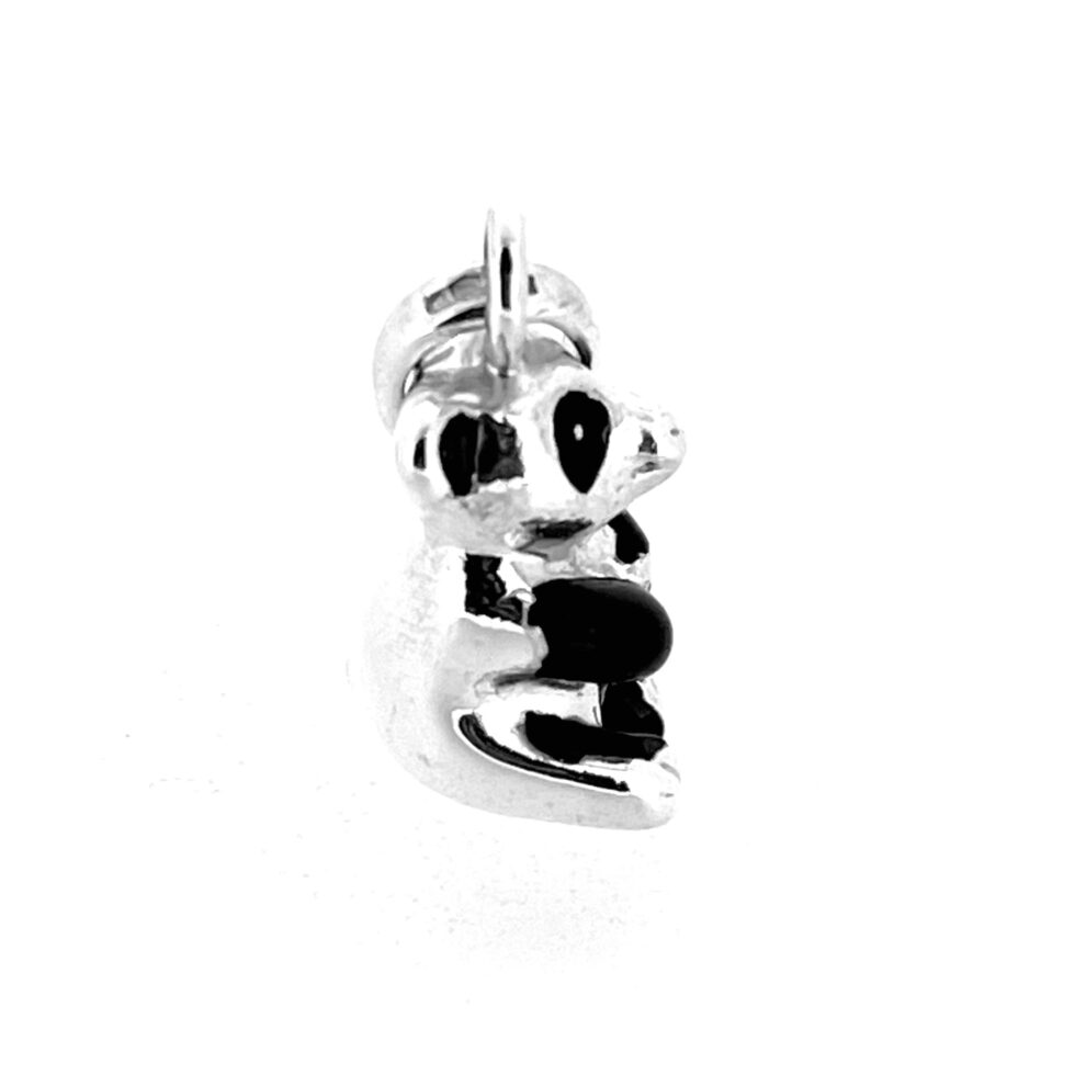 Sterling silver panda charm with enamel features