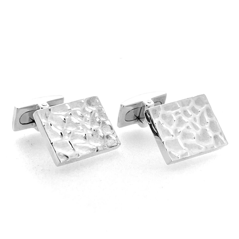 Vintage Links of London reticulated rectangle cufflinks in sterling silver
