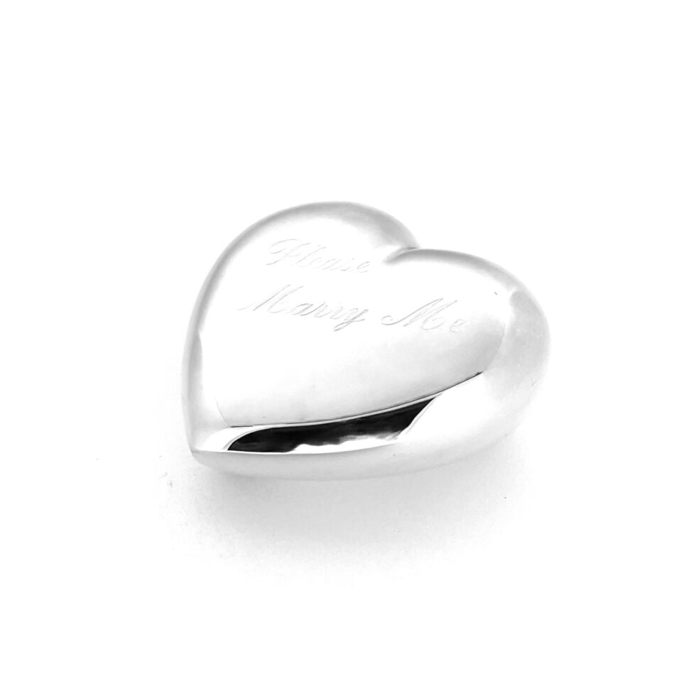 Heart paperweight top view showing polished finish