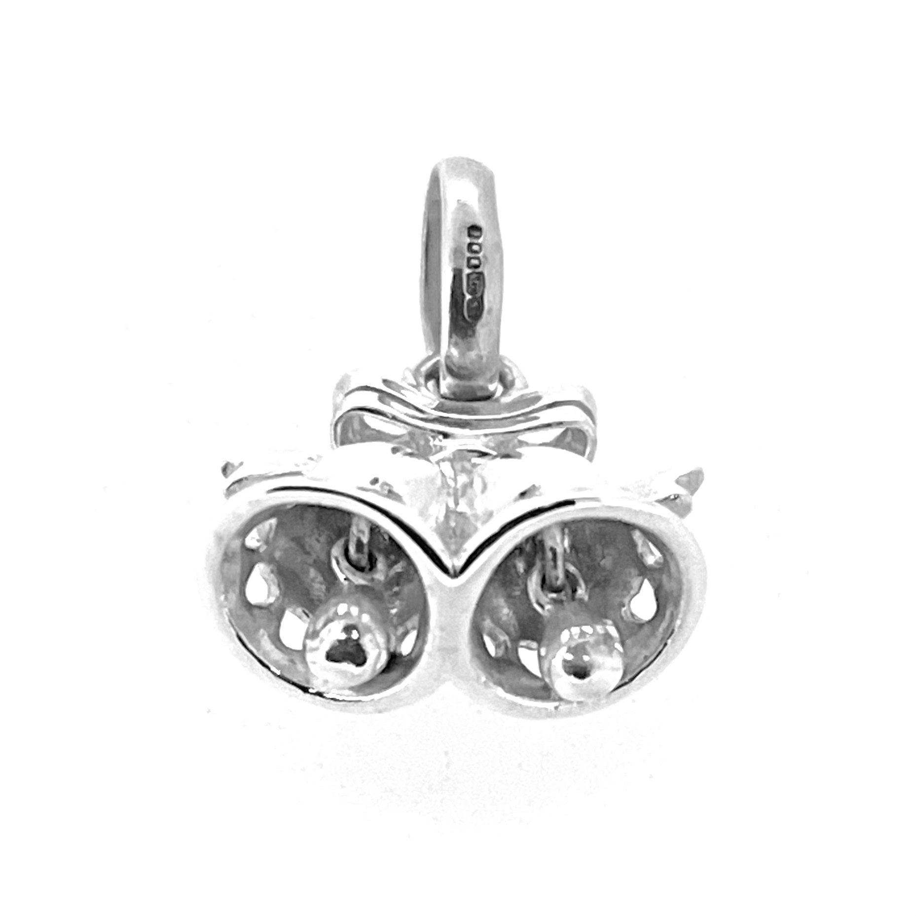 Silver clappers inside each wedding bell