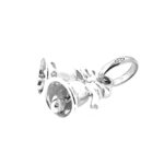 Polished silver finish on twin bells charm
