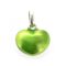 Sterling silver heart charm with translucent green enamel coating