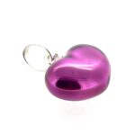 Sterling silver heart charm with translucent purple enamel