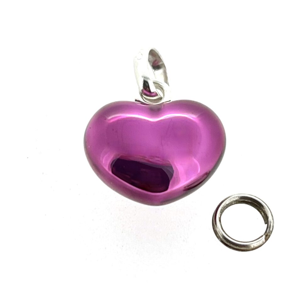 Vintage Links of London purple enamel heart charm front view