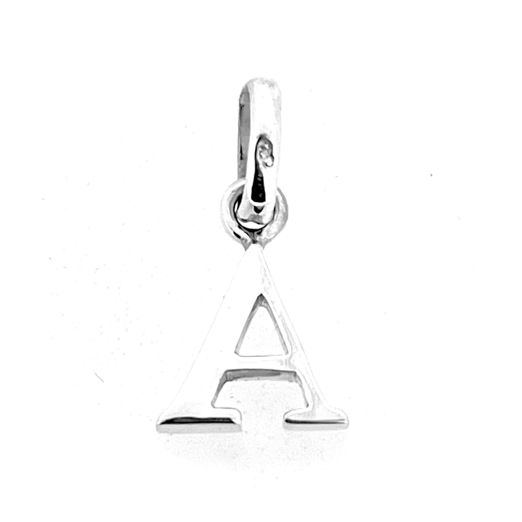 Hallmarked sterling silver letter A charm polished finish