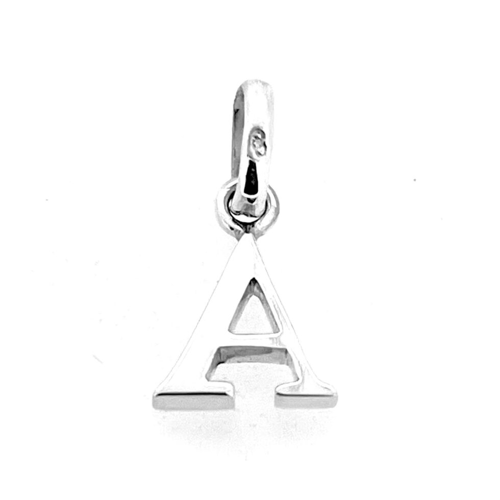 Sterling silver letter A charm classic serif design