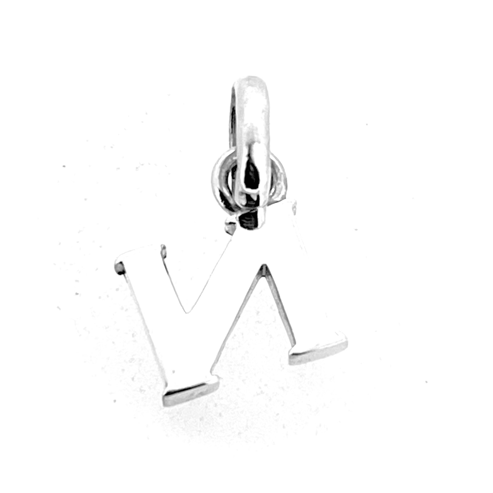 Letter N charm with jump ring visible front angle