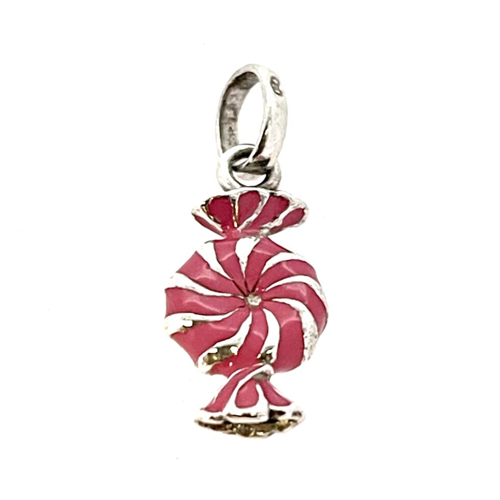 Vintage Links of London Pink Candy Charm front view sterling silver and enamel