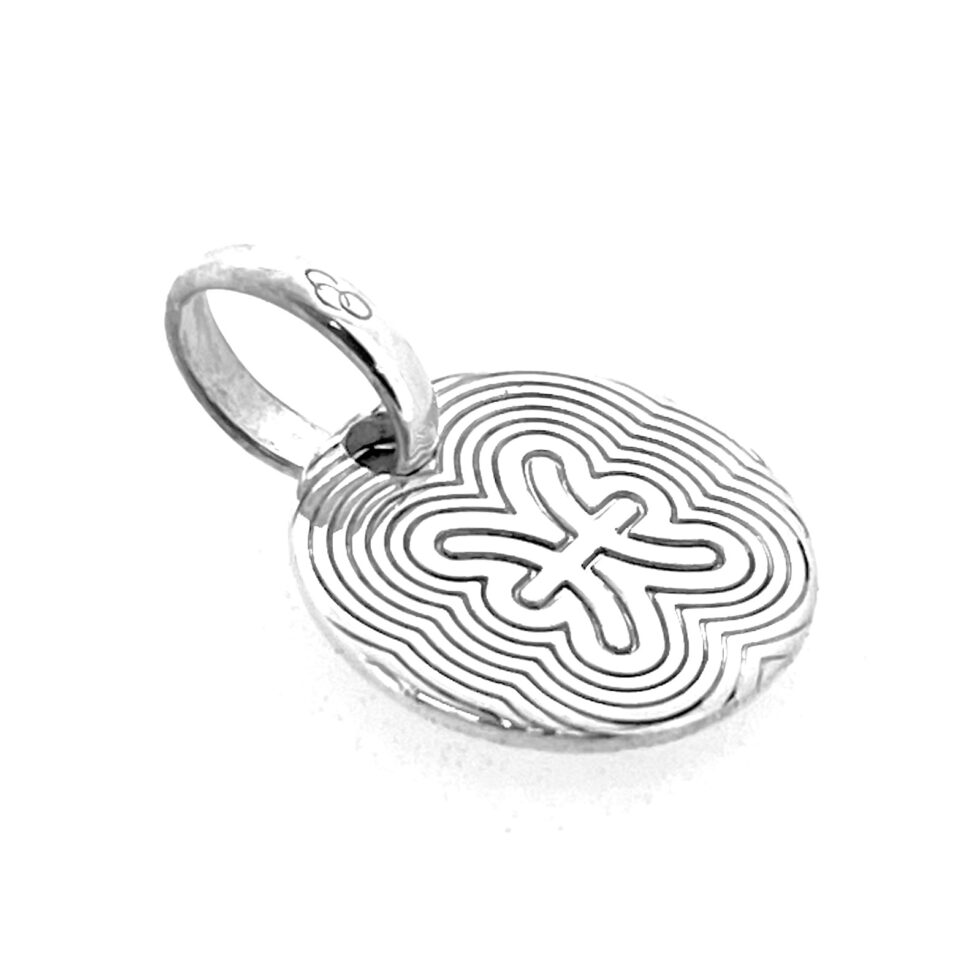 Sterling silver Pisces disc with concentric line motif