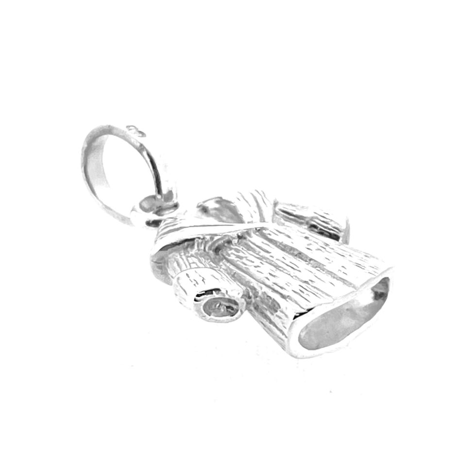 Side view showing sculpted coat design