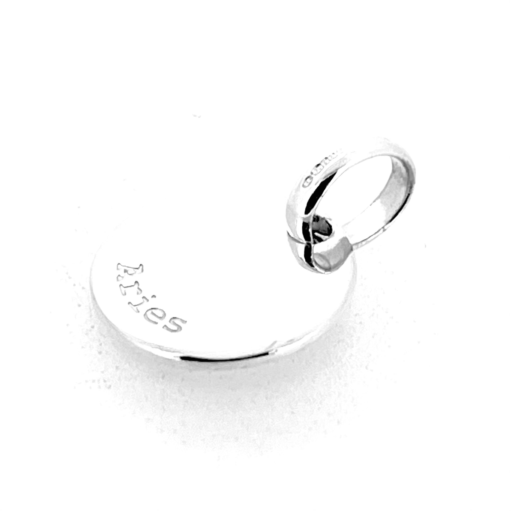 Side view showing thickness of Aries disc charm