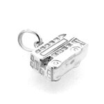 Side profile of silver Routemaster-inspired charm
