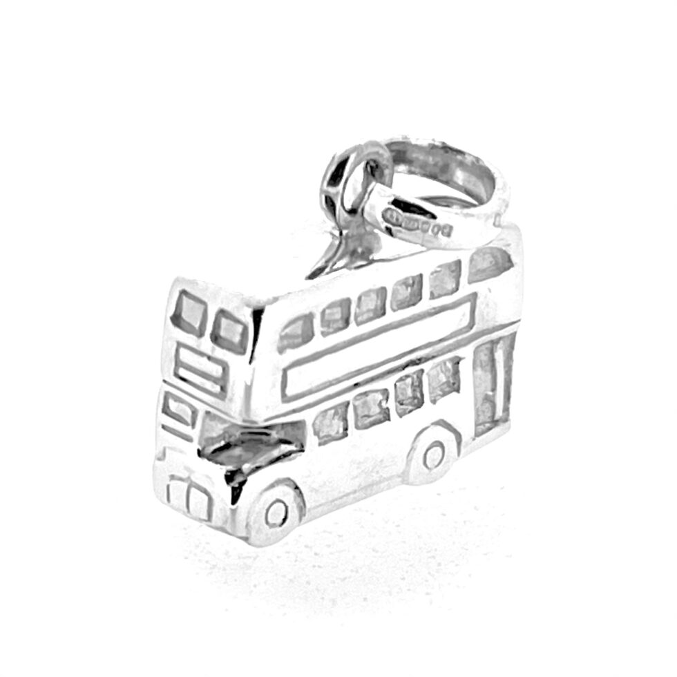 Side profile of silver Routemaster-inspired charm
