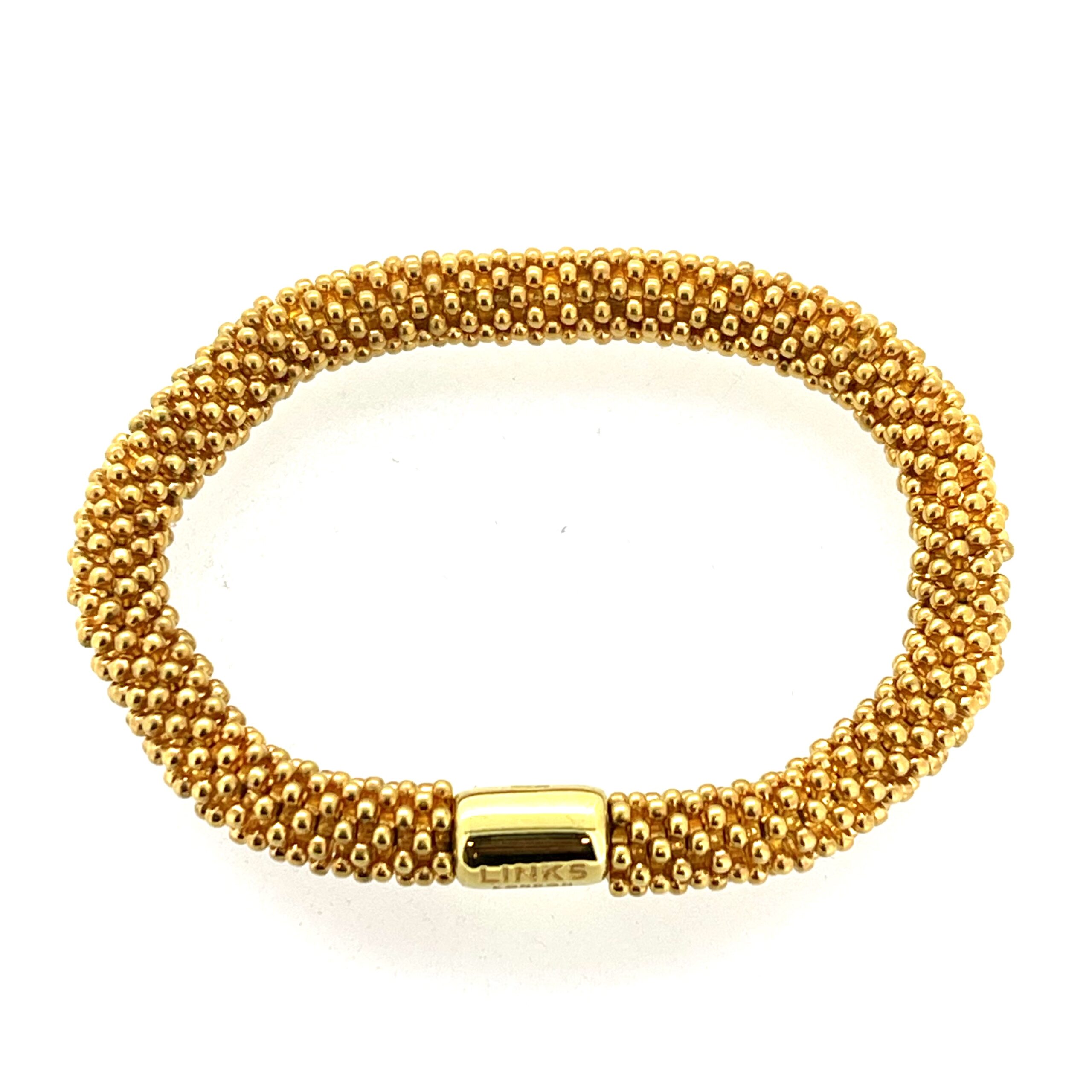 Detail of gold-plated beaded texture on Effervescence bracelet