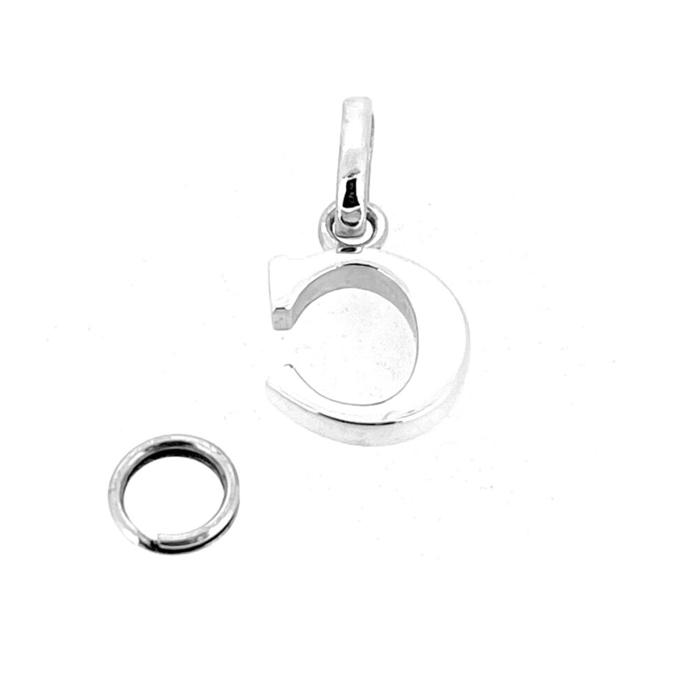 Initial C charm with loop for necklace or bracelet