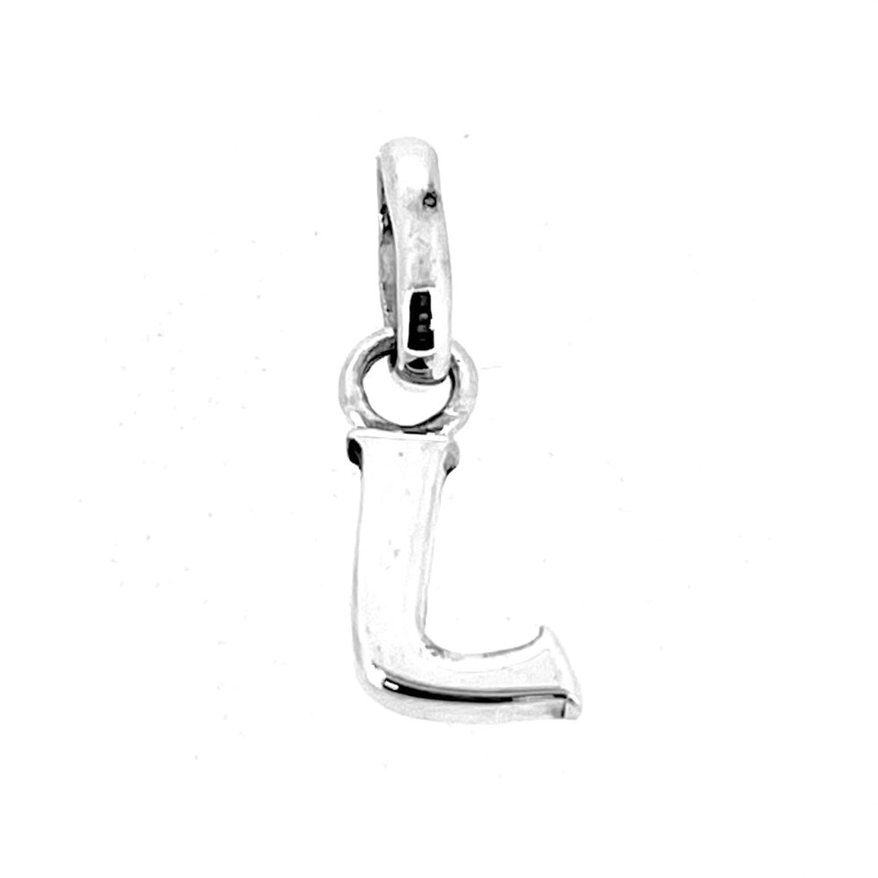 Vintage J initial charm showing curved lower hook