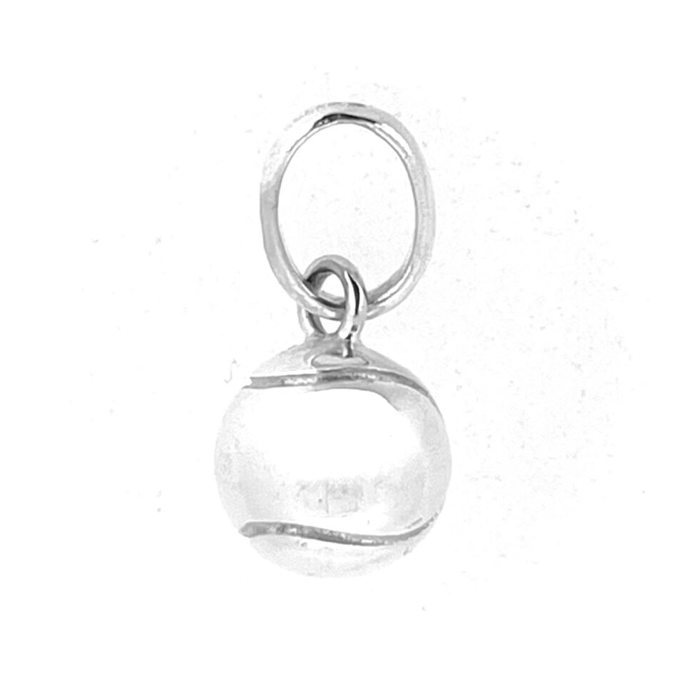 3D spherical tennis ball charm in sterling silver