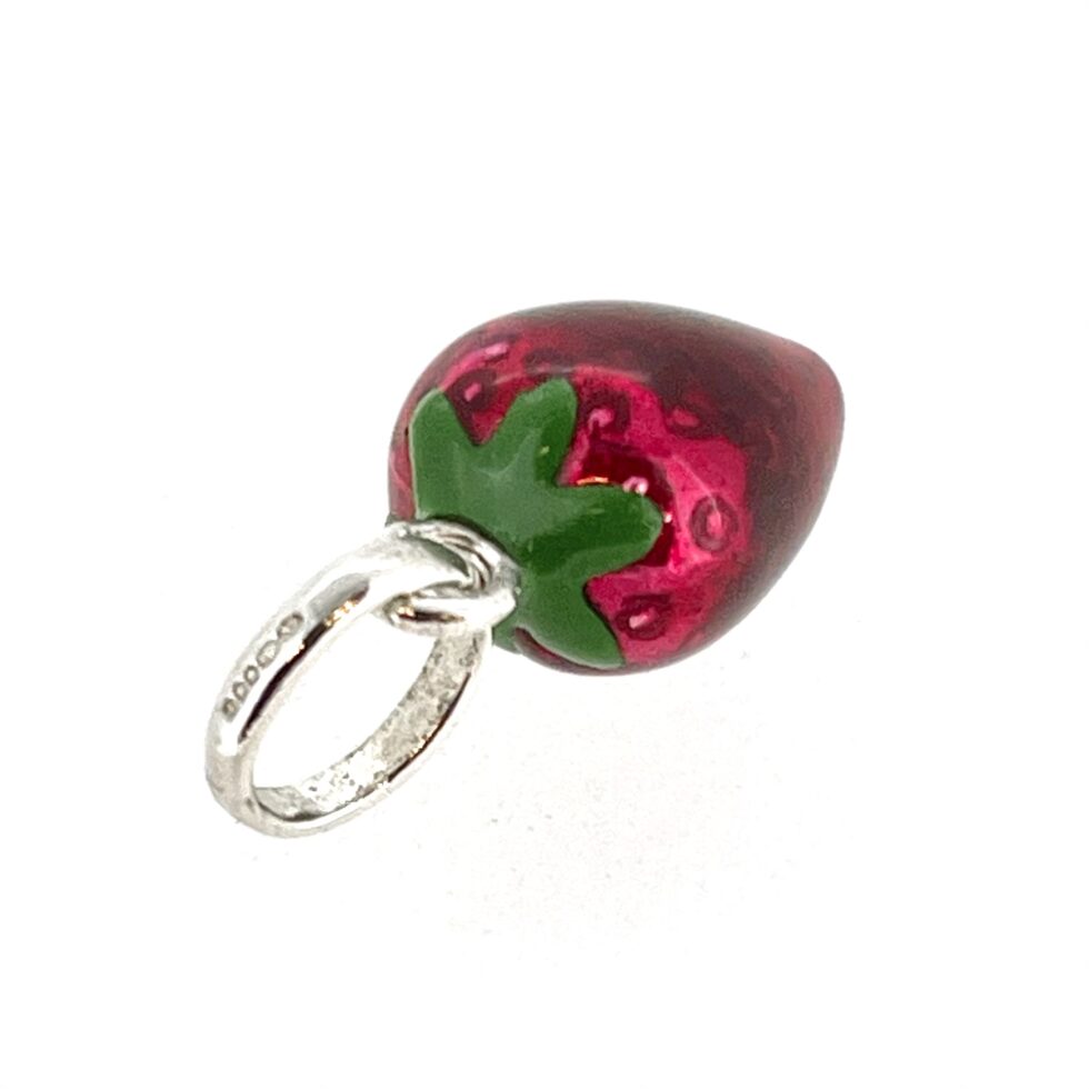 Vintage Links of London Strawberry Charm Sterling Silver Red Enamel 2010