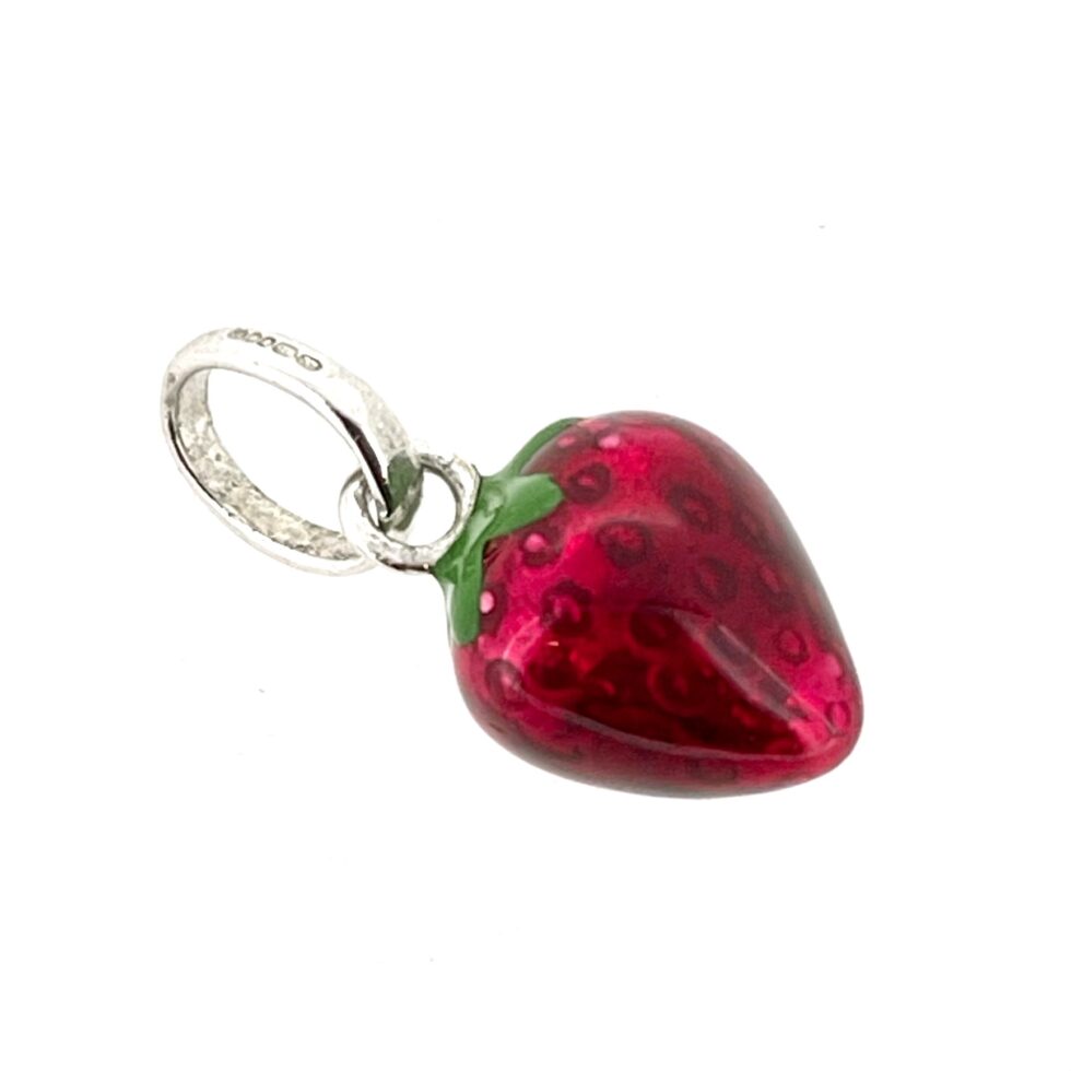 Vintage Links of London Strawberry Charm Sterling Silver Red Enamel 2010