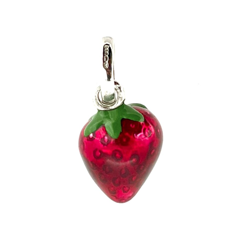 Vintage Links of London Strawberry Charm Sterling Silver Red Enamel 2010