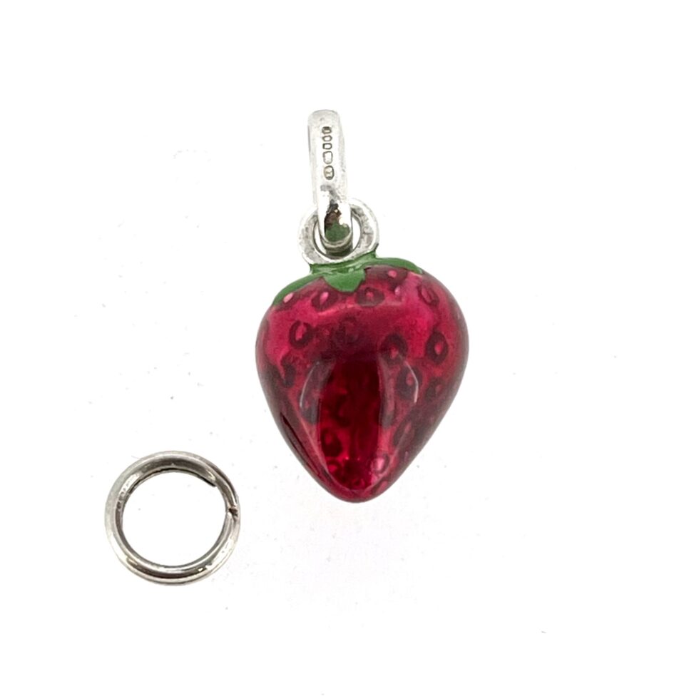 Vintage Links of London Strawberry Charm Sterling Silver Red Enamel 2010